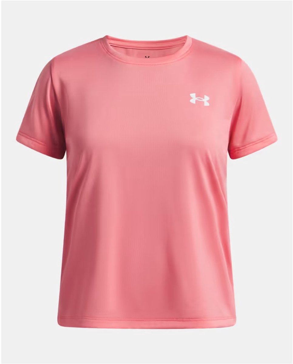 Camiseta deportiva para niñas Under Armour ua tech ssc-pnk - rosa agridulce - blanco