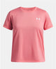 Camiseta deportiva para niñas Under Armour ua tech ssc-pnk - rosa agridulce - blanco