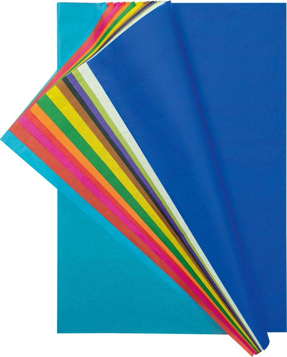 Papel de seda Folia colores surtidos: azul oscuro blanco verde claro violeta negro marrón amarillo verde...