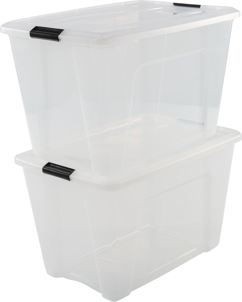 Iris topbox opbergbox - 60l - kunststof - transparant - set van 2