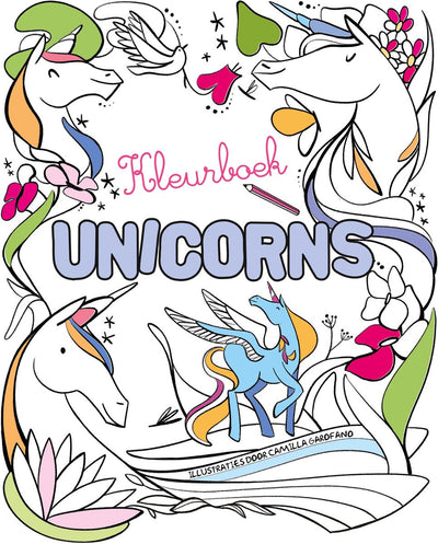 Merkloos sans marque kleurenboek - unicorns - fabelachtige designs