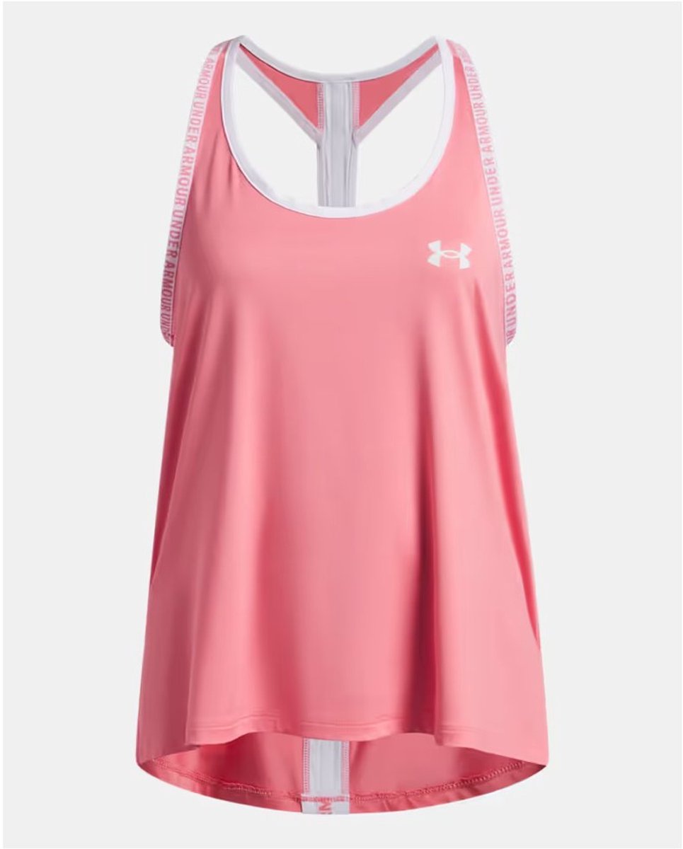 Maglietta sportiva per ragazze Under Armour Tech Knockout Tank-Pnk - rosa agrodolce - bianco