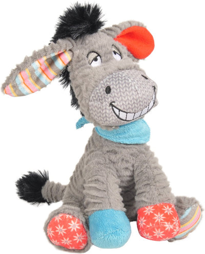 Juguete para perros flamenco – burro Molly sentado gris 20 cm – juguete de peluche para perros con chirriador – peluche suave para perros