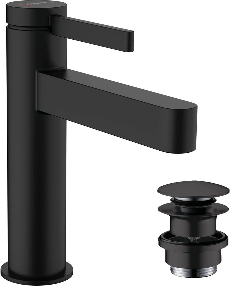 Hansgrohe finoris - miscelatore lavabo - comando monocomando - con piletta di scarico - 110mm - nero opaco