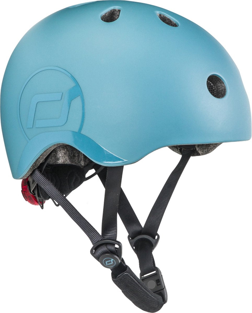 Scoot ride helmet – kinderhelm – s 51-55 cm – led achterlicht – magnetische sluiting – verstelbaar – steel