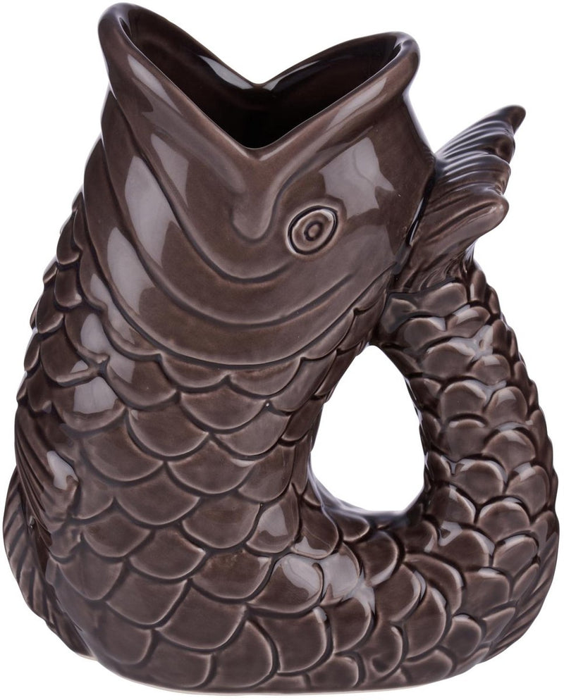 Vaso decorativo Arti casa a forma di pesce - vaso marrone scuro per la decorazione d'interni - vaso unico per fiori o accessorio per la casa - 13,2 x 8 x 16,8 cm