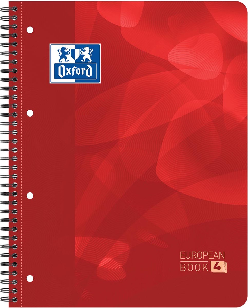 Oxford school projectbook -a4+ - ruit 5mm - 4 gaats - 120 pagina's - rood