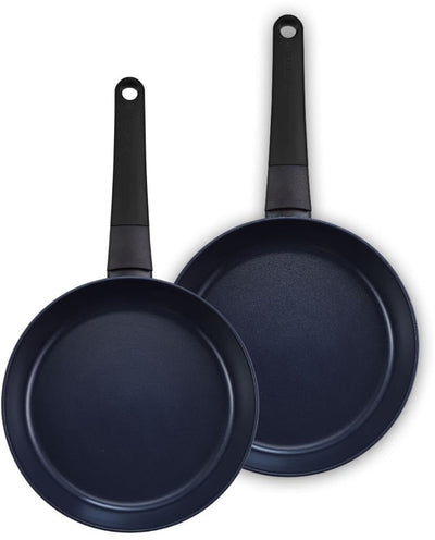 Brabantia Vanta set padelle 2 pezzi ø 24 28 cm - 100% PFAS free - rivestimento antiaderente ceramico rinforzato al titanio - set padelle per induzione - nero