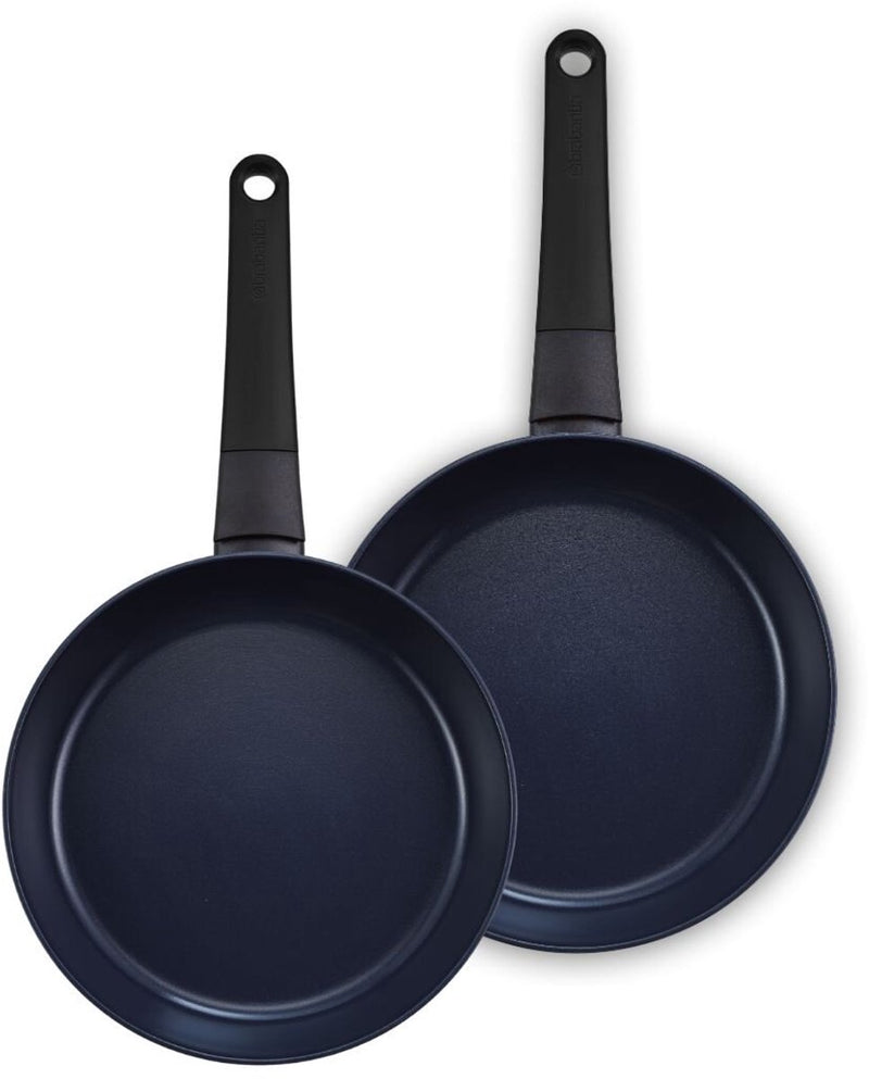 Brabantia Vanta set padelle 2 pezzi ø 24 28 cm - 100% PFAS free - rivestimento antiaderente ceramico rinforzato al titanio - set padelle per induzione - nero