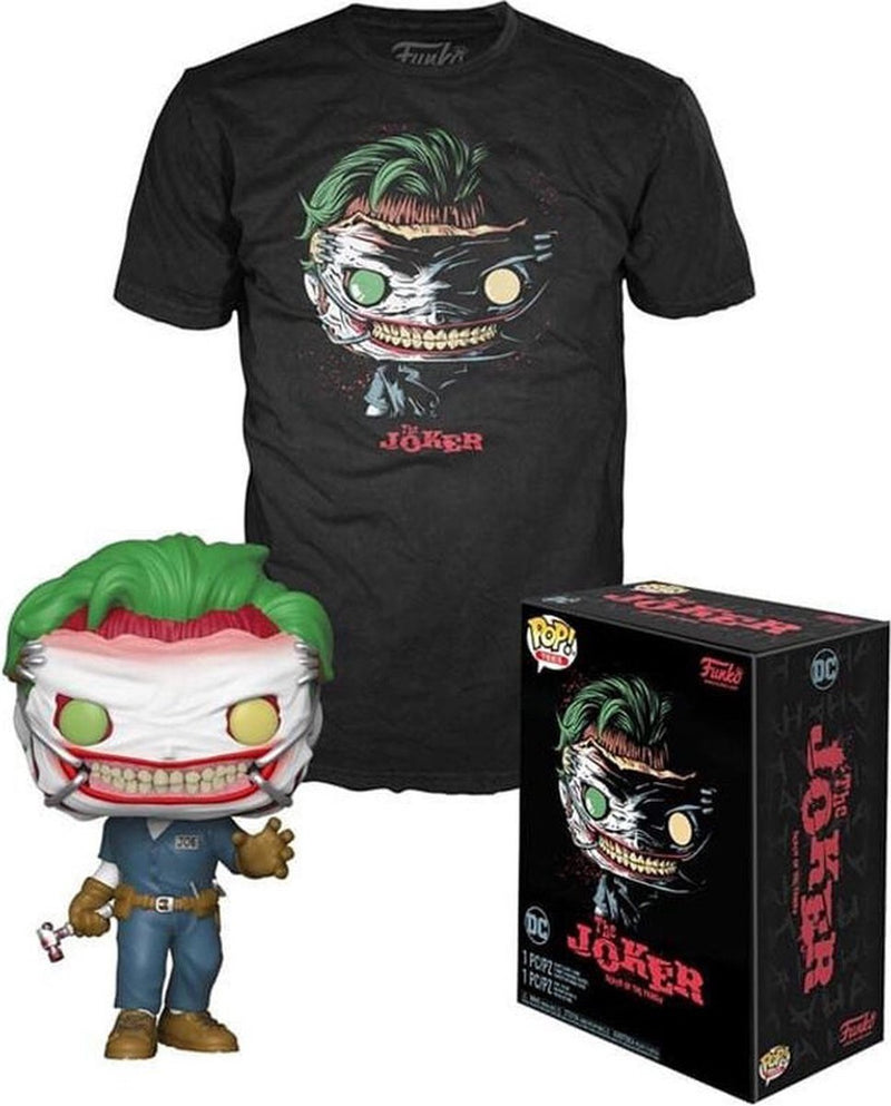 ¡Funko pop! dc comics: set figura y camiseta - el comodín exclusivo talla m