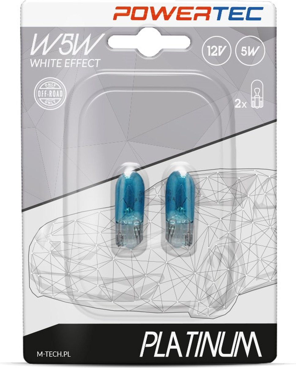 Powertec w5w 12v - platinum wedge white effect - set