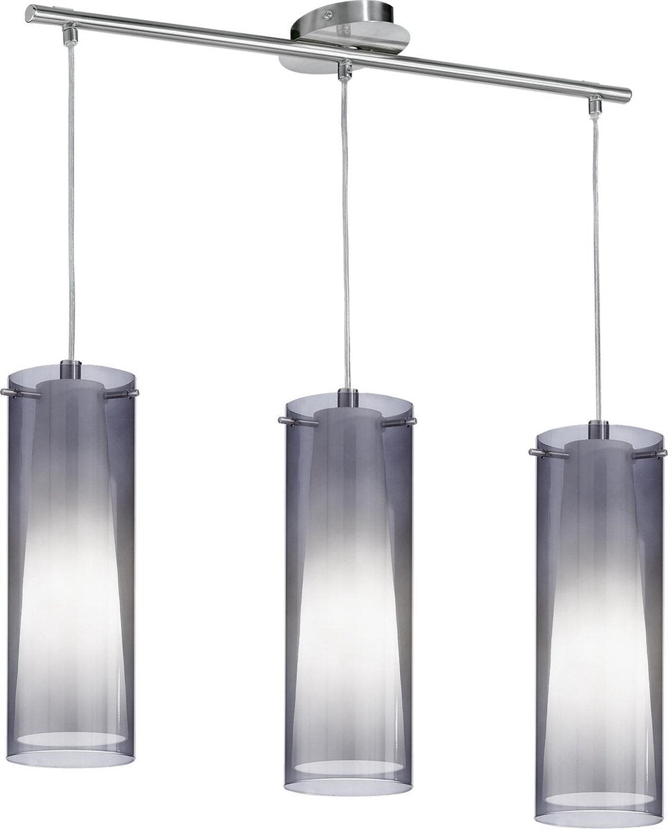 Eglo pinto nero hanglamp - 3 lichts - nikkel-mat - zwart-transparent, wit