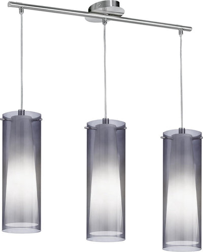 Eglo pinto nero hanglamp - 3 lichts - nikkel-mat - zwart-transparent, wit