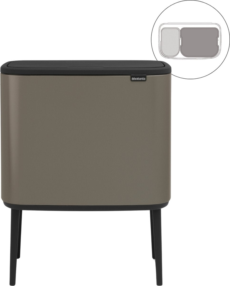 Pattumiera Brabantia bo touch bin - 11 + 23 litri - raccolta differenziata - platino
