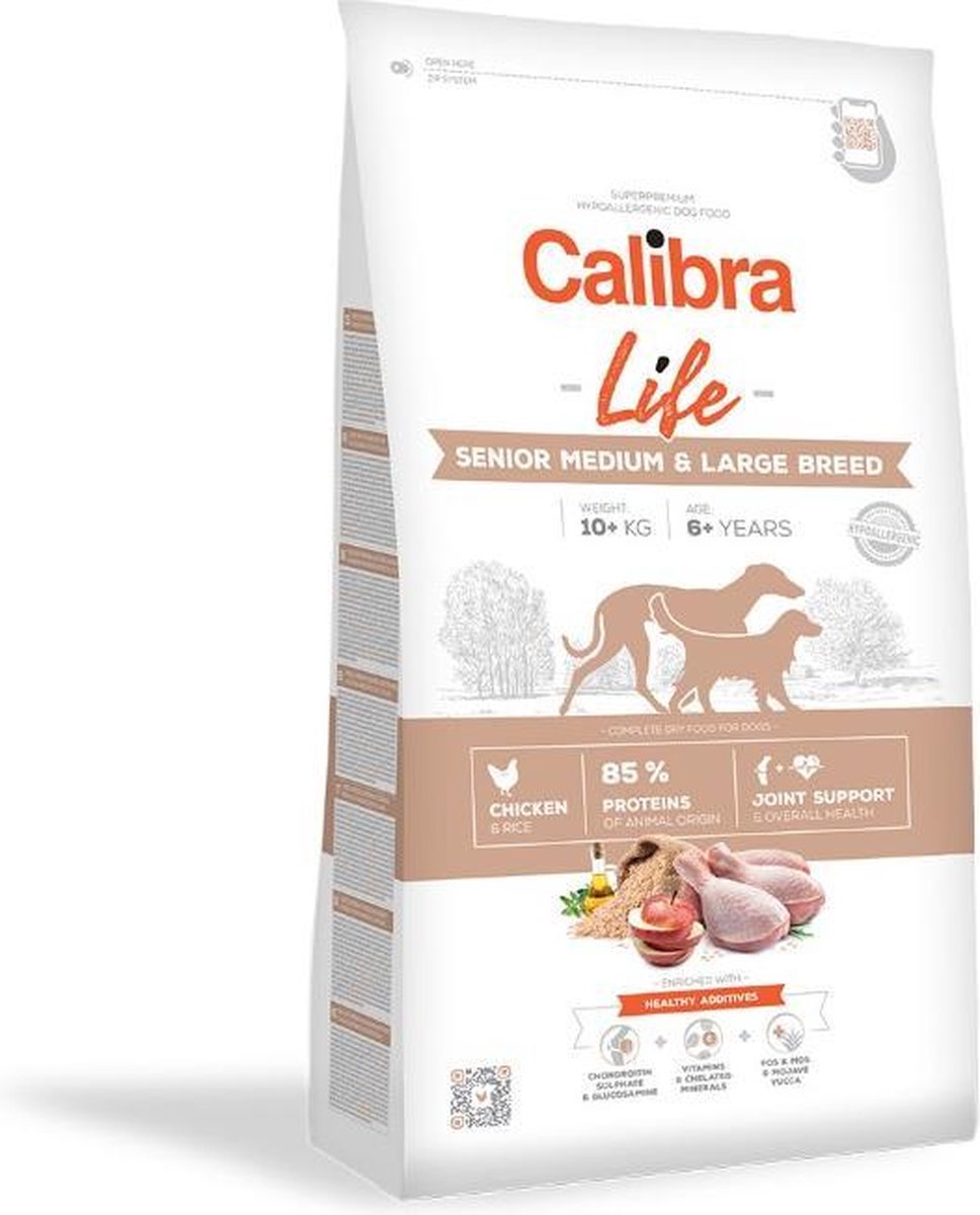 Calibra dog life senior raza mediana y grande pollo 12 kg