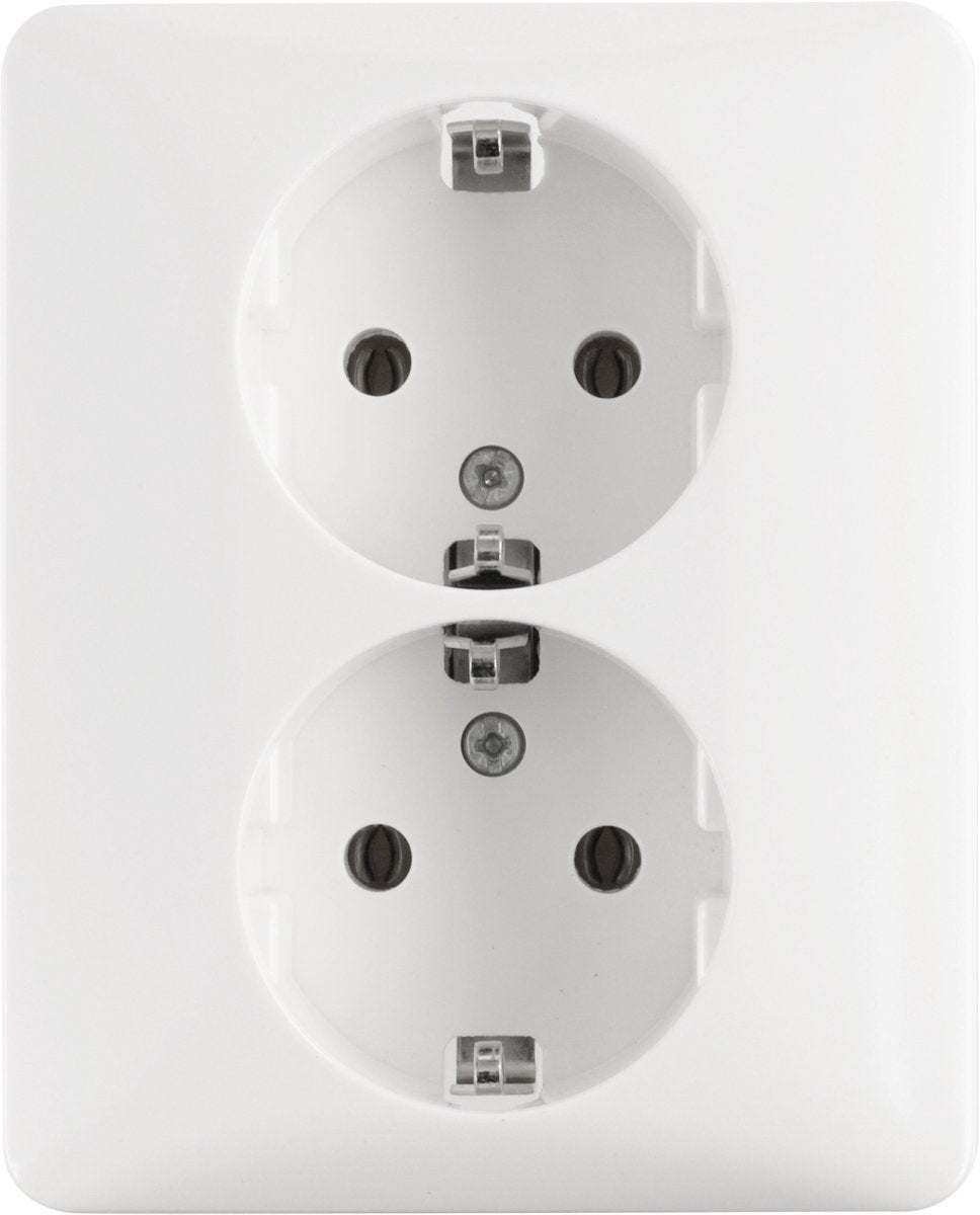 Peha standard contactdoos inbouw - 2-voudig - randaarde - polarwit