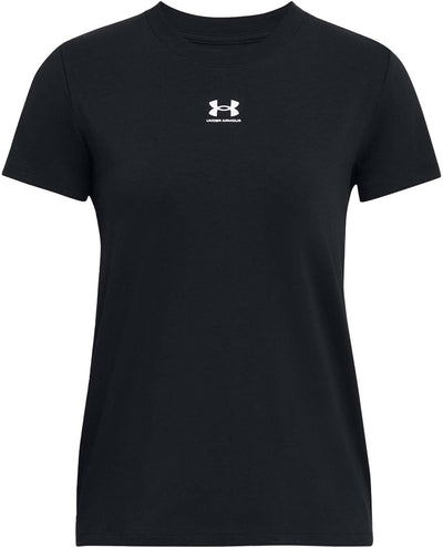 Under armour ua rival core ss-blk dames sportshirt - zwart - wit