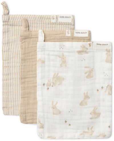 Piccolo set di salviette olandesi - bianco - prodotti naturali per neonati - coniglietto