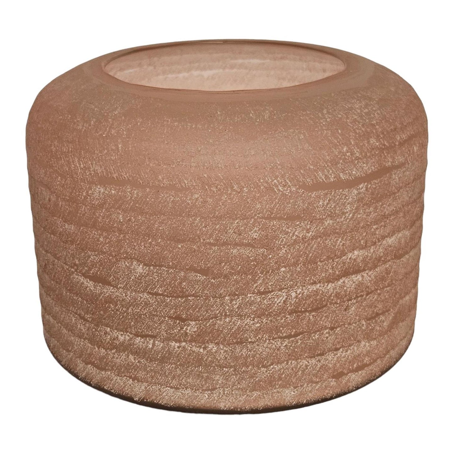 Mansion atmósfera portavelas vidrio rosa l 18x13cm