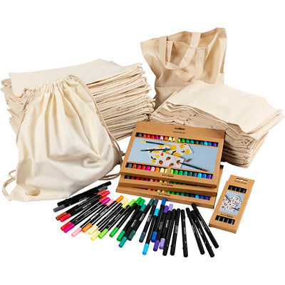 Juego de mochilas y bolsos con rotuladores Creativ company group, tamaño 27,5x30 cm, varios colores, 1 juego