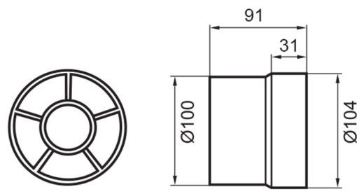 Ventola del tubo da 100 mm bianco di base