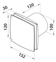 Ventilatore da 100 mm silenzioso con timer. Sensore di umidità bianco - afbeelding 4