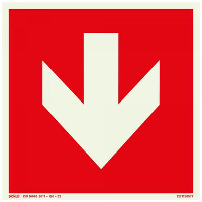 Bord rood met pijl ftlm - 150x150 mm zelfklevend.