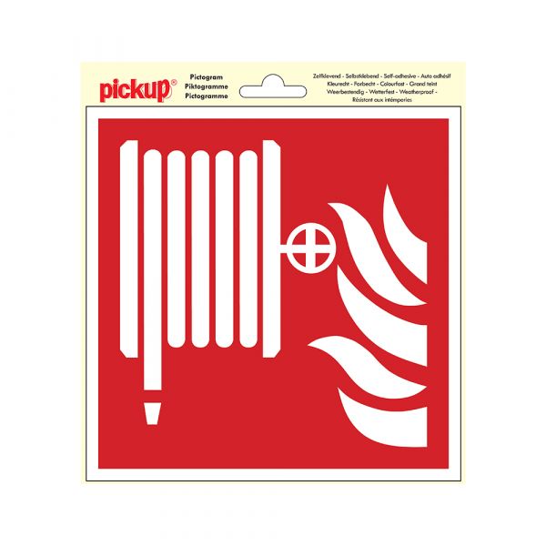Pegatina Manguera de fuego - 200x200 mm.