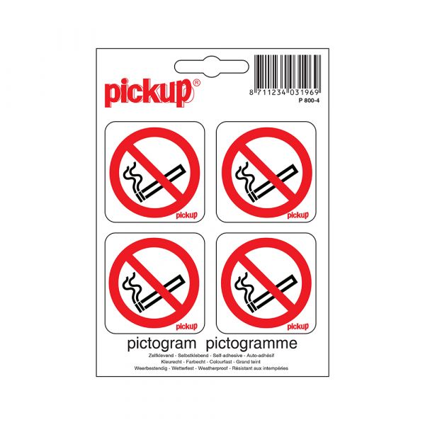 Pegatina prohibida fumar - 50x50 mm - 4 piezas.