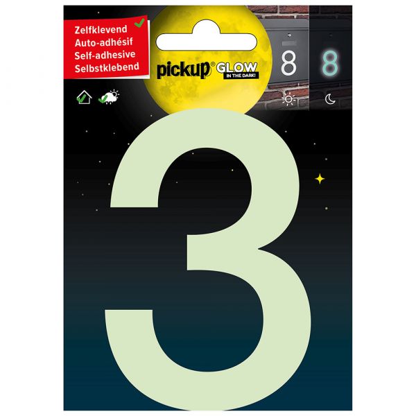 Glow in the dark number 3 - 100 mm self -adhesive.