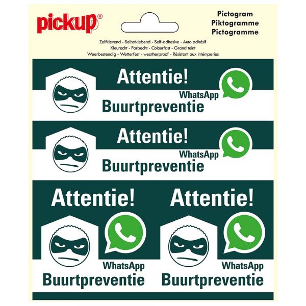 Pegatina WhatsApp Prevención del vecindario - 150x150 mm 4 piezas.
