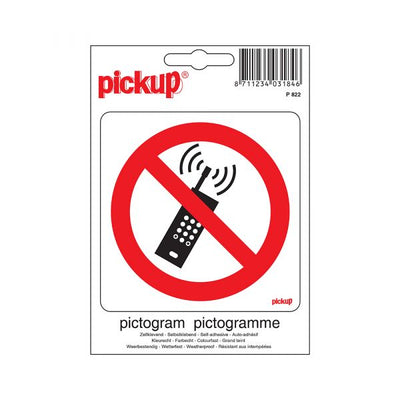 Adesivo proibito per la folla. Telefoni - 100x100 mm.