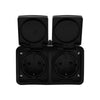 Q-link - wandcontactdoos - buitenstopcontact - opbouw - horizontaal - dubbel stopcontact - spatwaterdicht ip54 - randaarde - kinderbeveiliging - mat zwart