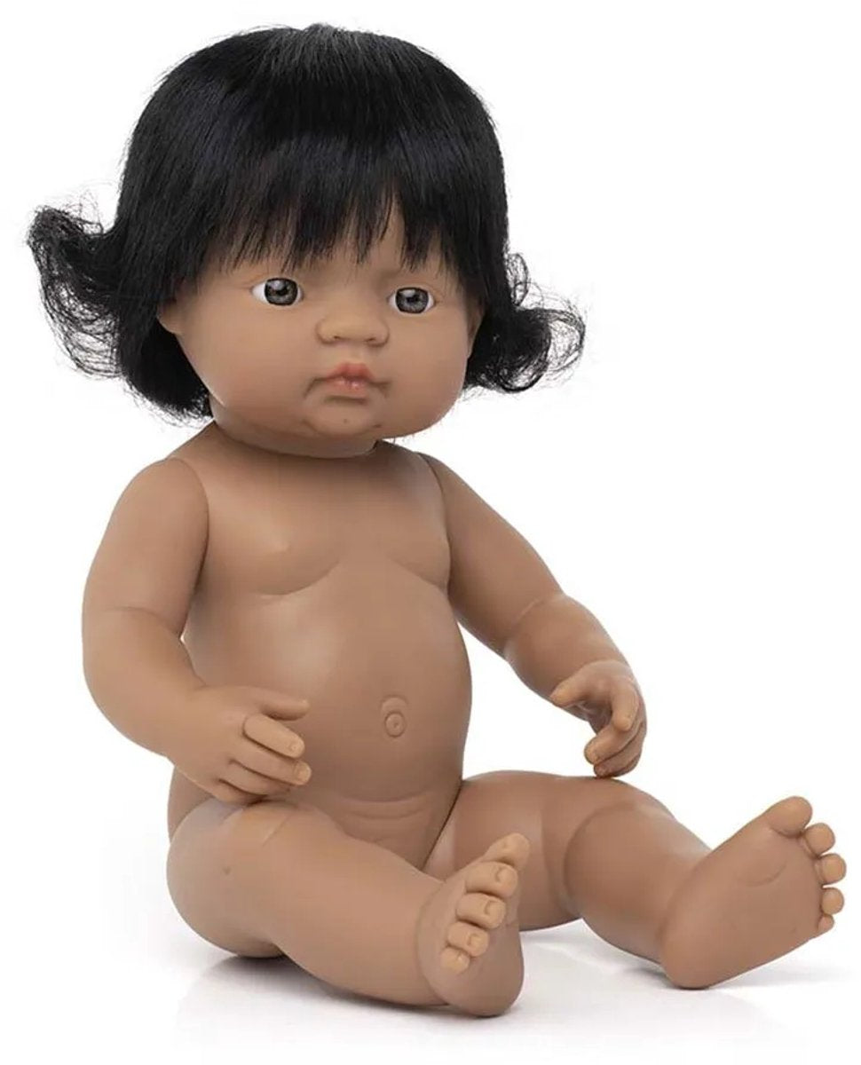 Miniland pop - pop latijns meisje 38cm - met vanillegeur - waterdicht - 10 maanden
