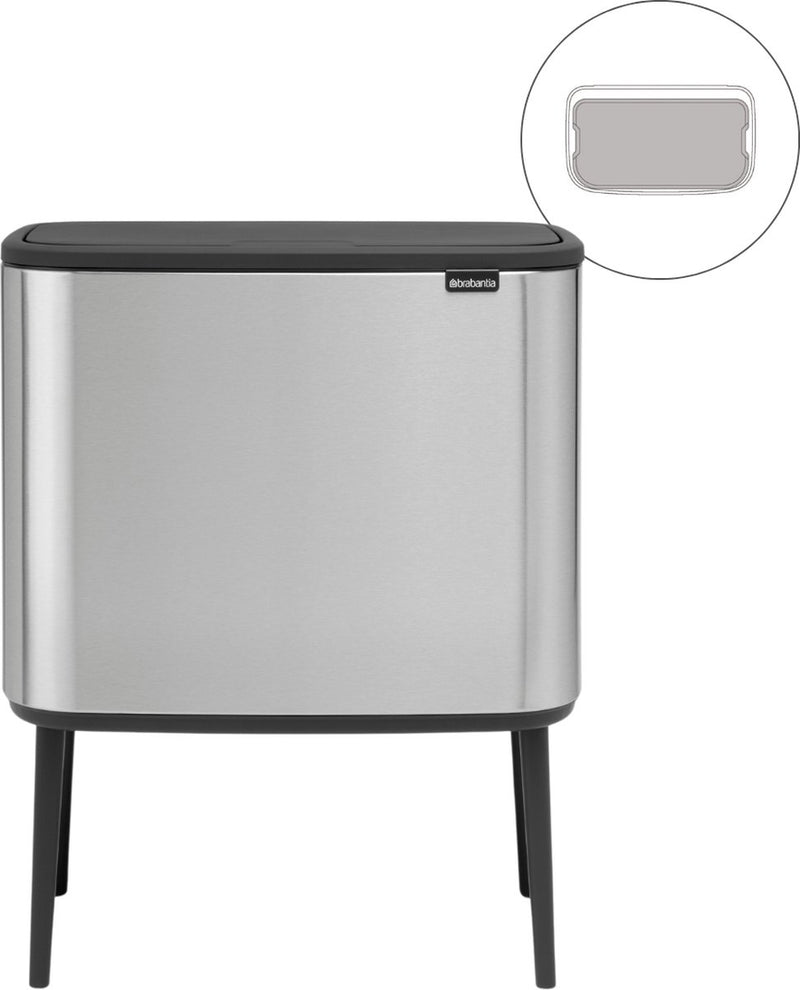 Pattumiera Brabantia bo touch bin - 36 litri - 1 scomparto - acciaio opaco anti-impronta
