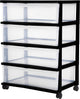 Nuovo sistema di cassettiere Iris Wide - 4 cassetti x 30 l - plastica - nero trasparente - con ruote