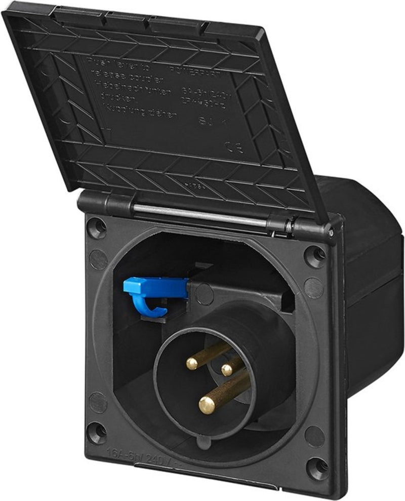 Cassetta da parete quadrata Proplus - 16a - ip44 - 230v - nera - coperchio con serratura