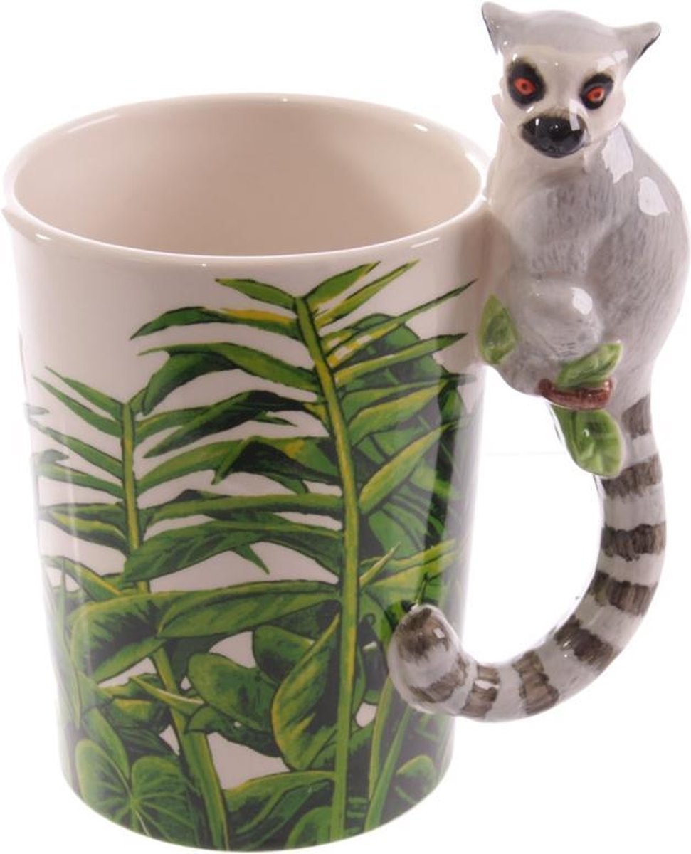 Lemur - Formed handle ceramic mug