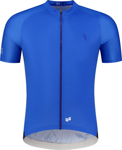 Bbb Cycling comfortfit r - camiseta de ciclismo sostenible de manga corta para hombre - 15-25 °c - camiseta de ciclismo y MTB transpirable - 3 bolsillos traseros - azul