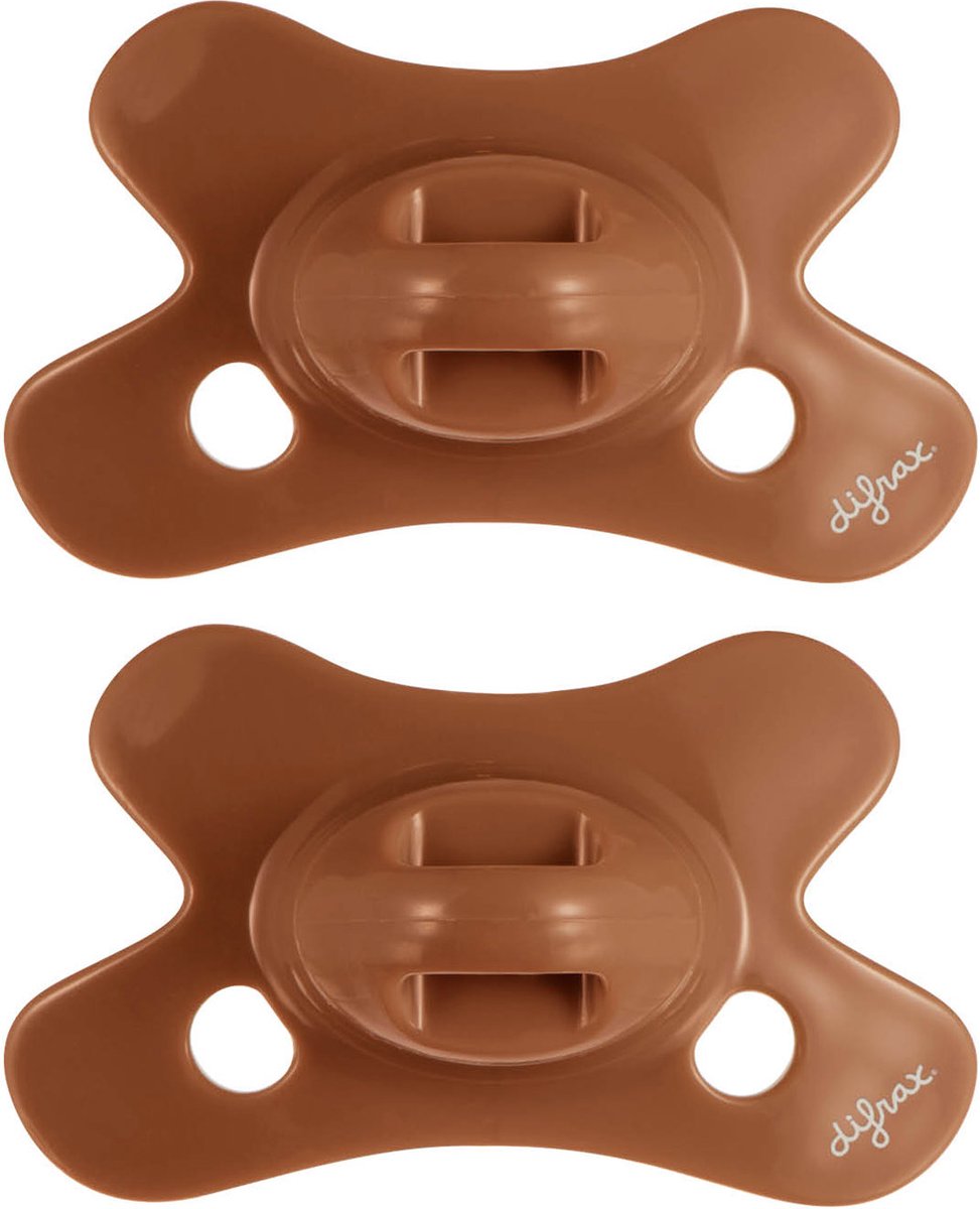 Difrax fopspeen natural - 0 tot 6 maanden - bruin - 2 stuks