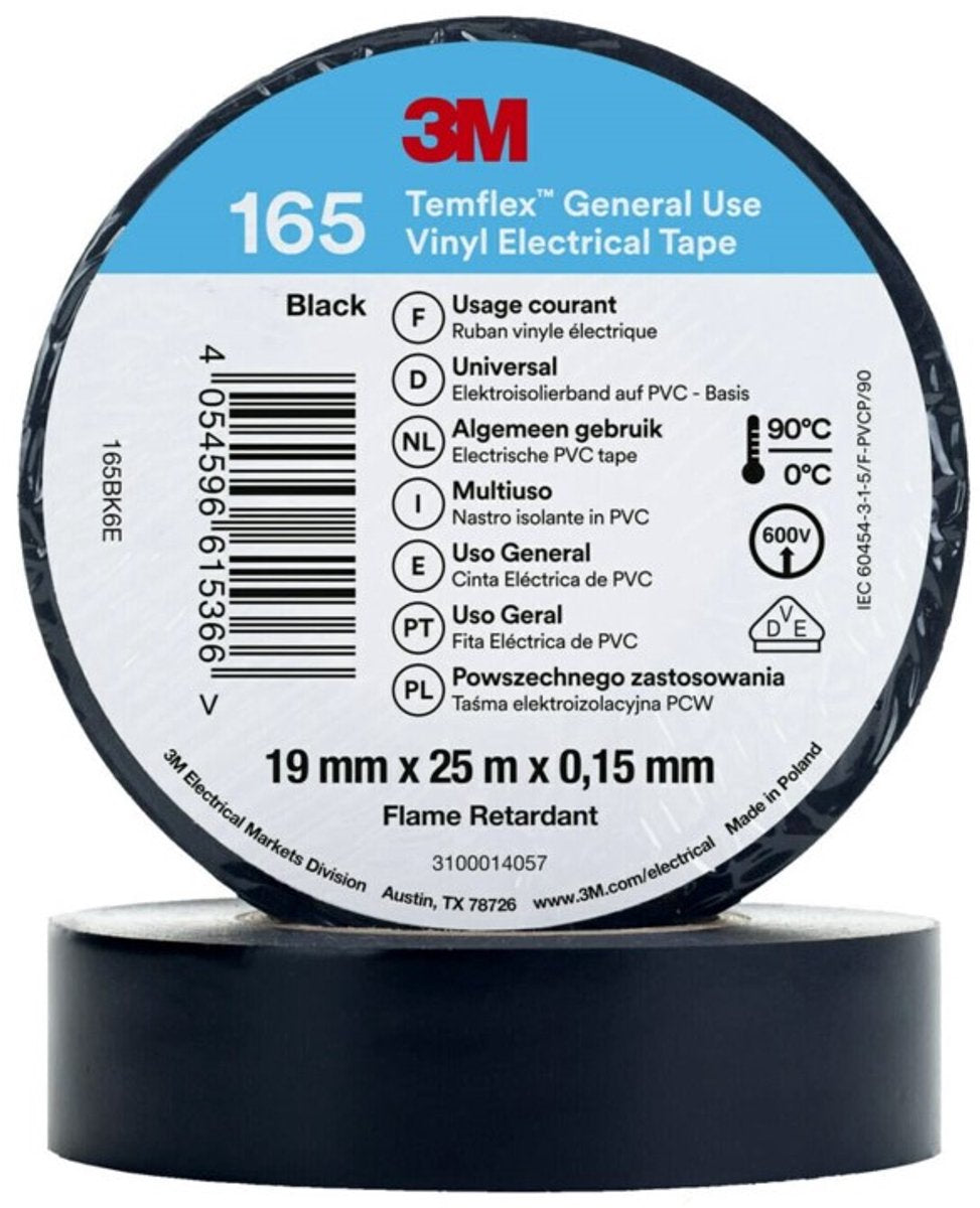3m™ 3m temflex™ - black - insulating tape -165 self-adhesive tape - 7100184723