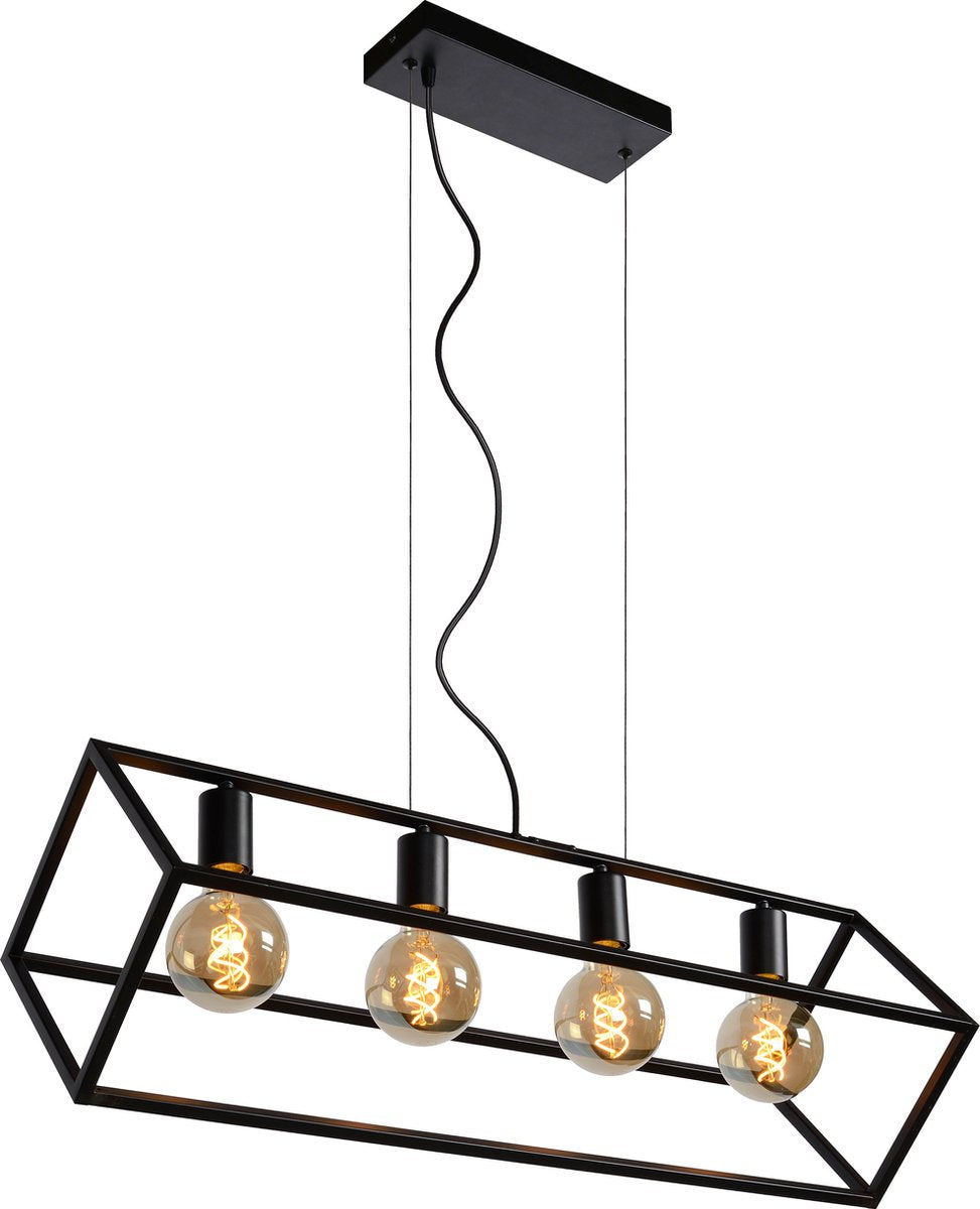 Lucide fabian - lámpara colgante - 4xe27 - negro