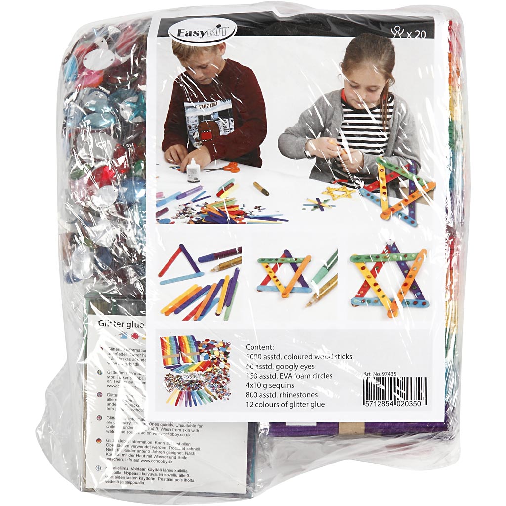 Creativ company glitter and wooden sticks, various colors, 1 set