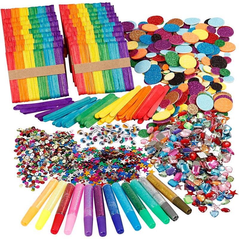 Glitter e bastoncini di legno dell'azienda Creativ, vari colori, 1 set