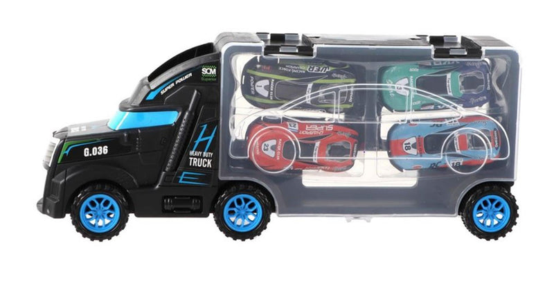 Camion 28 cm con 4 auto 33x12x7 cm