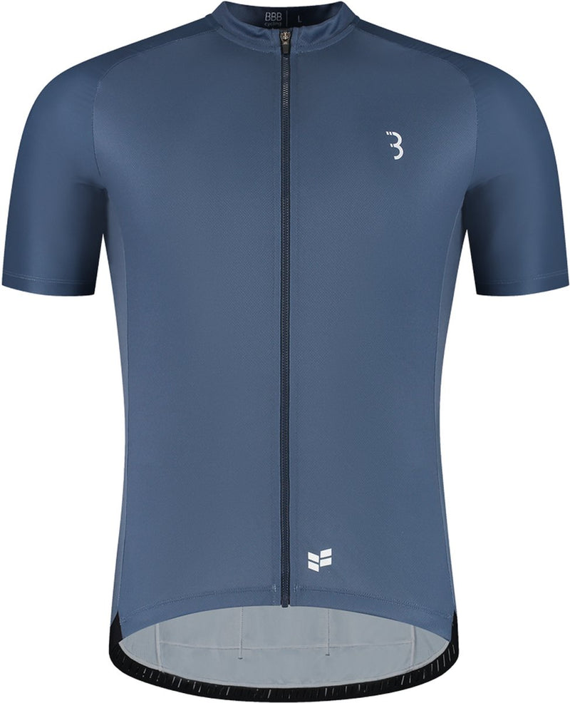 Bbb cycling comfortfit r - maglia da ciclismo sostenibile da uomo a manica corta - 15-25 °C - maglia da ciclismo e MTB traspirante - 3 tasche posteriori - blu acciaio