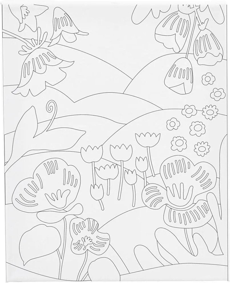 Creativ company schildercanvas met print bloemenlandschap - 24x30cm