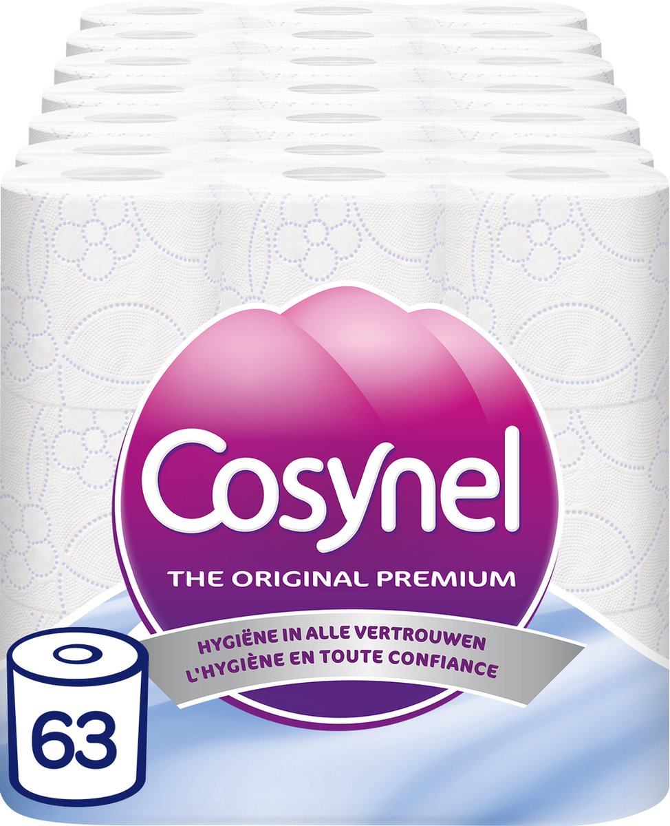 Carta igienica Cosynel - 63 rotoli - texture blu - 3 strati - confezione risparmio