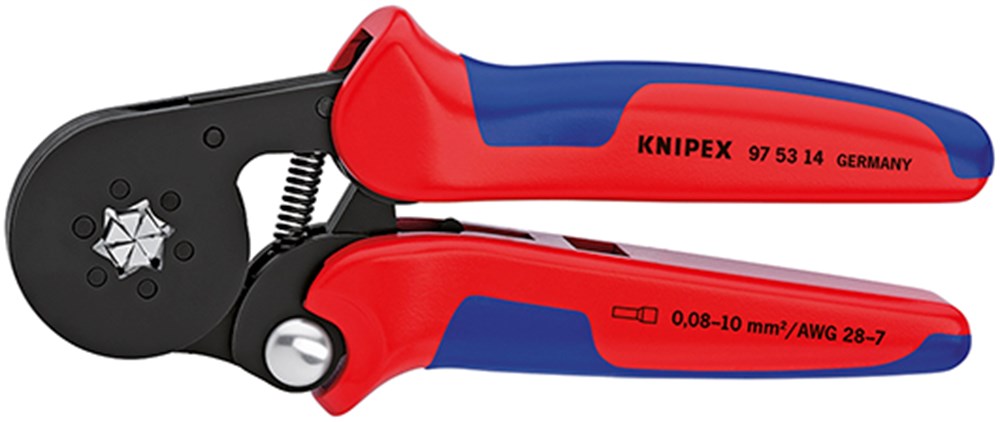 Knipex krimptang 97 53 14 sb (rood blauw, met zij-ingang)