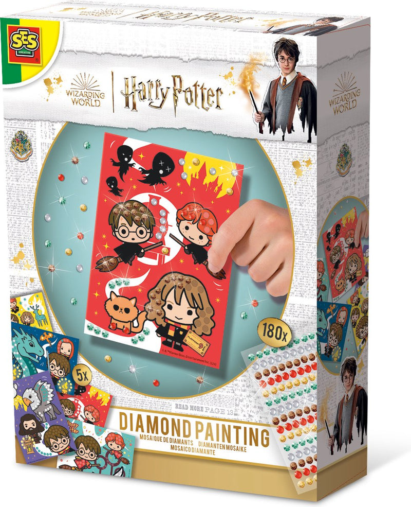 Ses creative - Harry Potter - pittura con diamanti - 180 adesivi con diamanti e 5 carte a mosaico - set artigianale per bambini